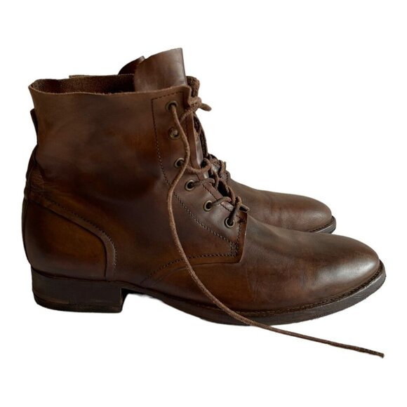 Allsaints Brown Leather Lace Up Mens Ankle Boots Size 12 With Rubber Sole main image 10